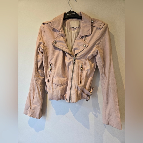Iro Paris Blush Pink Leather Moto Jacket Size Italian 36 - Picture 16 of 16